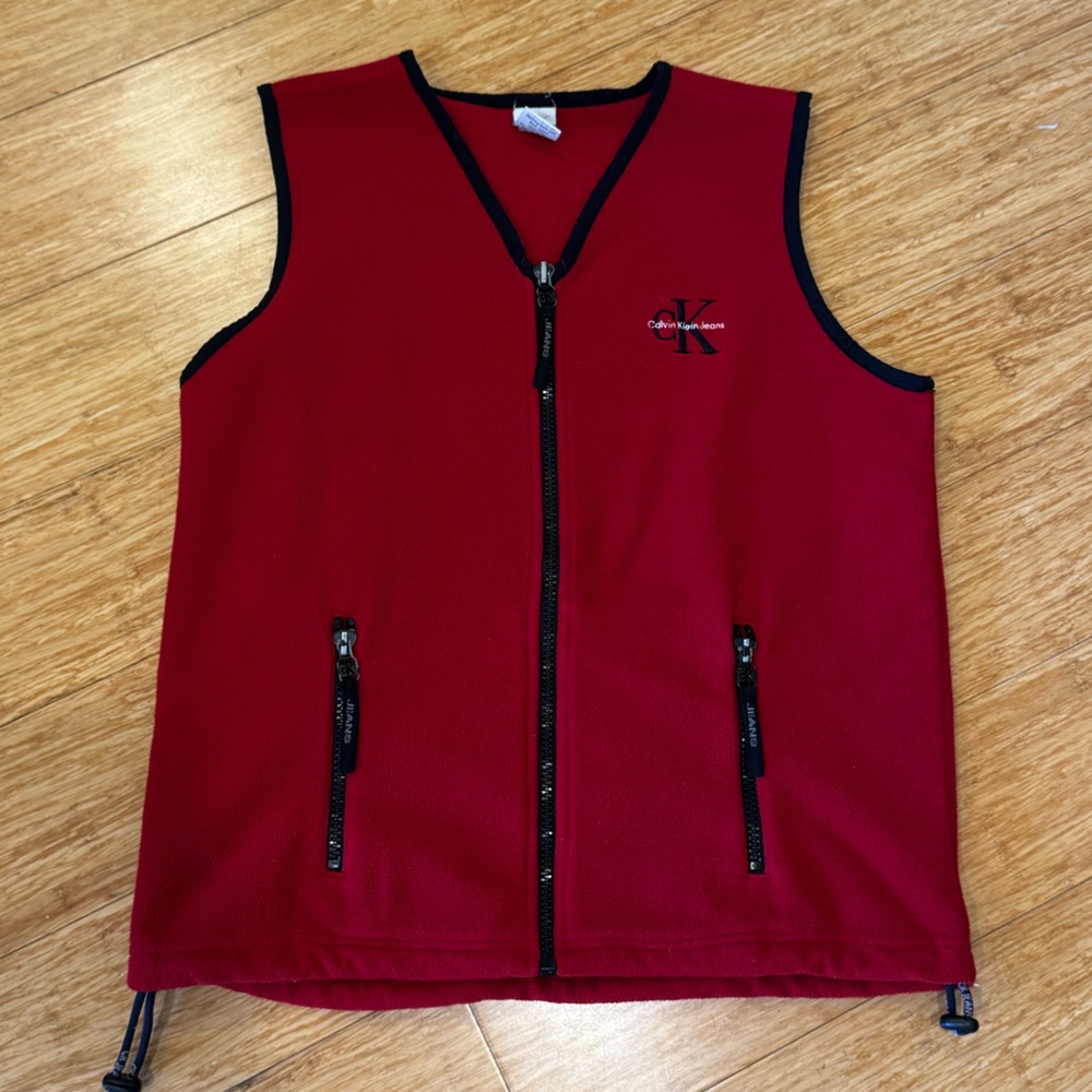 Calvin Klein jeans red fleece zip up vest